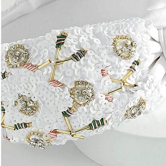 Rhinestone Sparkle White Golf Players Gift Beaded Sequin Boho Knot Headband NEW - Picture 5 of 5